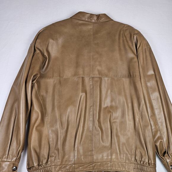 Remy Leather Bomber Jacket Mens 40 M Cognac Brown Coat Made in USA Retro Western - Picture 14 of 15